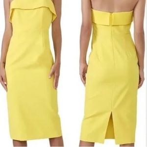 Bardot Yellow strapless midi dress. Great cocktail dress!